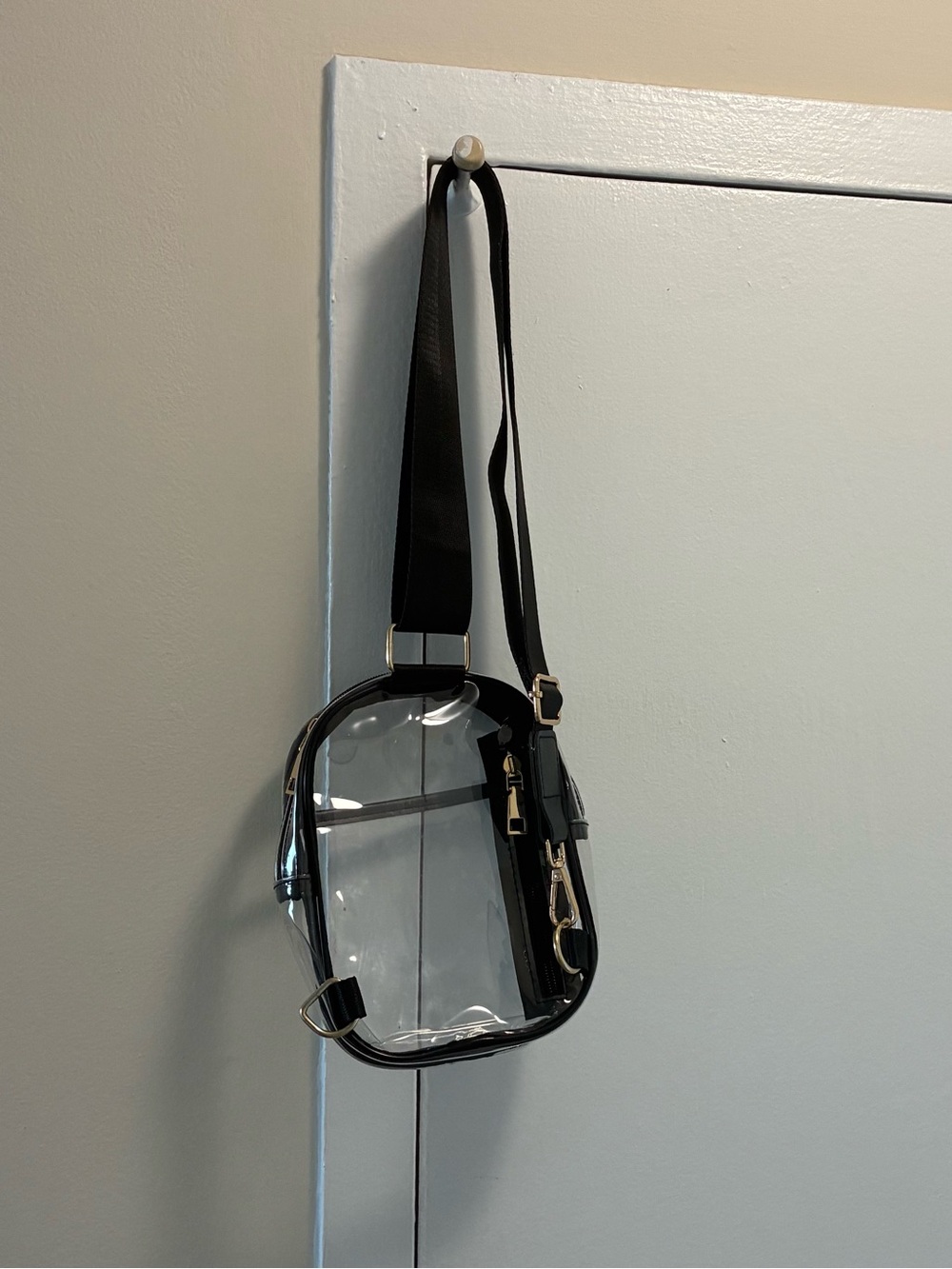 Clear Black Trim Crossbody Bag